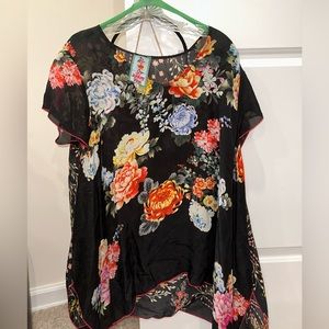 Johnny Was size M gently used Black floral patterned blouse size M